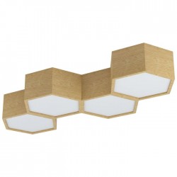 Плафон MIRLAS 4хE27 max 4х9W LED IP20 пчелна пита светло дърво + бяло