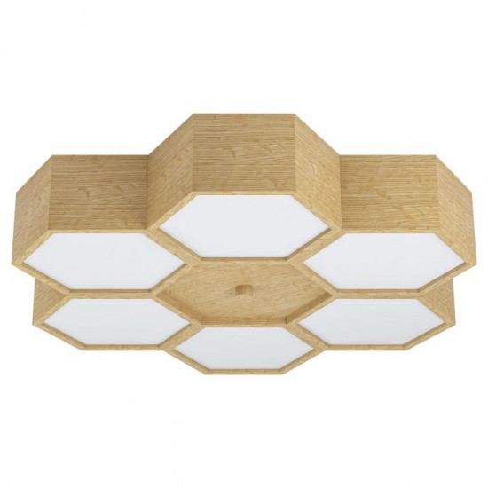 Плафон MIRLAS 6хE27 max 6х9W LED IP20 пчелна пита светло дърво + бяло