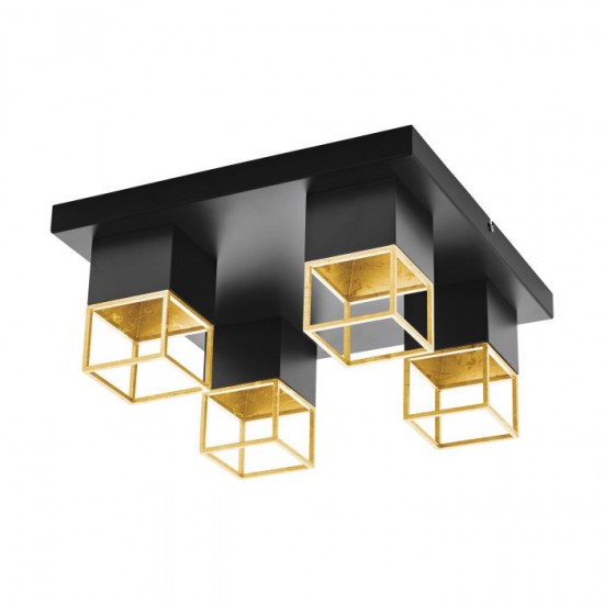 Плафон MONTEBALDO 4хGU10 LED 4х4.5W 3000K 4х345Lm P20 черно + златно