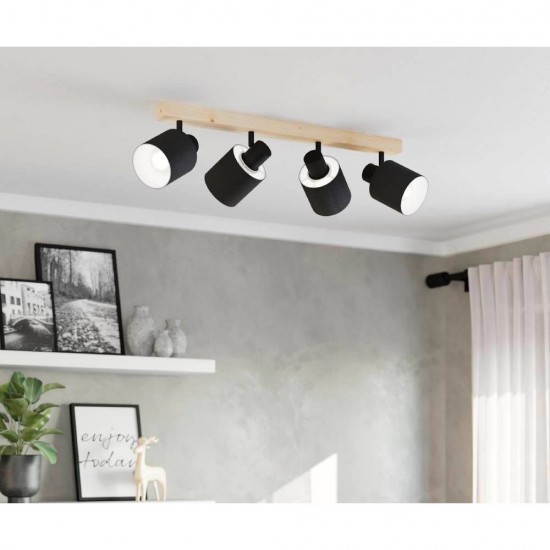 Спот BATALLAS 1xE27 max 1x10W LED IP20 черно + кафяво
