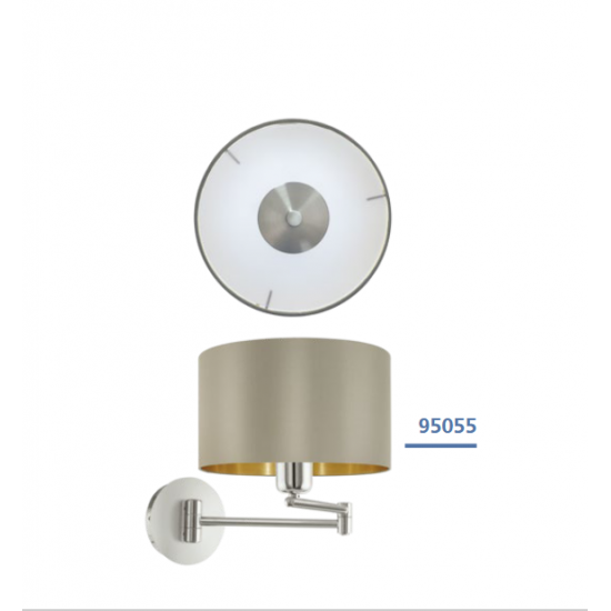 Аплик MASERLO 1xЕ27 max 1x60W IP20 мат хром + таупе и златисто