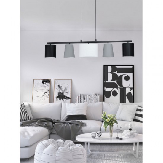 Полилей ALMEIDA 1 5хE14 max 5х25W IP20 черно сиво бяло