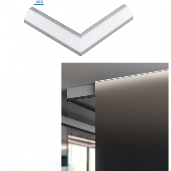 Алуминиев профил за ъгъл за LED лента Corner profile 2 18х18мм 1м алуминий + дифузер опал