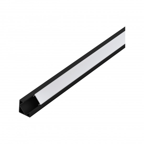 Алуминиев профил за ъгъл за LED лента Corner profile 2 18х18мм 1м черен + дифузер опал