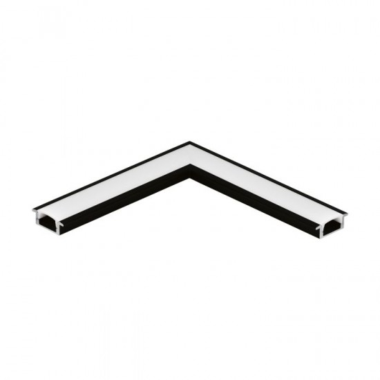Алуминиев профил за LED лента ъглова връзка за вграждане Recessed profile 1 23х9 черен + дифузер опал