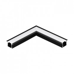 Алуминиев профил за LED лента ъглова връзка за вграждане Recessed profile 2 23х15 черен + дифузер опал