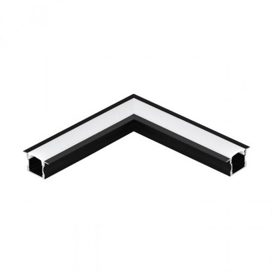 Алуминиев профил за LED лента ъглова връзка за вграждане Recessed profile 2 23х15 черен + дифузер опал