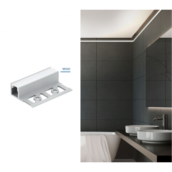 Алуминиев L-профил за LED лента за вграждане Recessed profile 4 13х13 1м дифузер опал алуминий