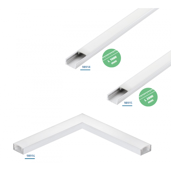 Алуминиев профил за LED лента Surface profile 1 17х9 2м бял