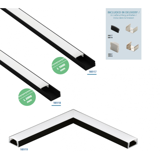 Алуминиев профил за LED лента Surface profile 1 17х9 1м черен