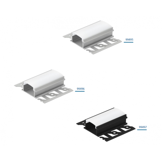 Алуминиев Т-профил за LED лента за вграждане Recessed profile 4 62х14 1м дифузер опал черен