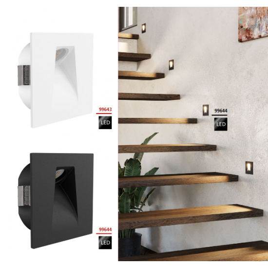 LED луна за вграждане в стена MECINOS 2W 3000K 200Lm IP20 8х8см бяла