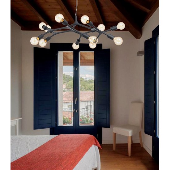 Полилей BOCADELLA 12хE27 max 12х60W IP20 черен