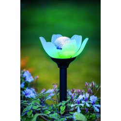 Соларна лампа LED 2х0.06W RGB+3000K цвете