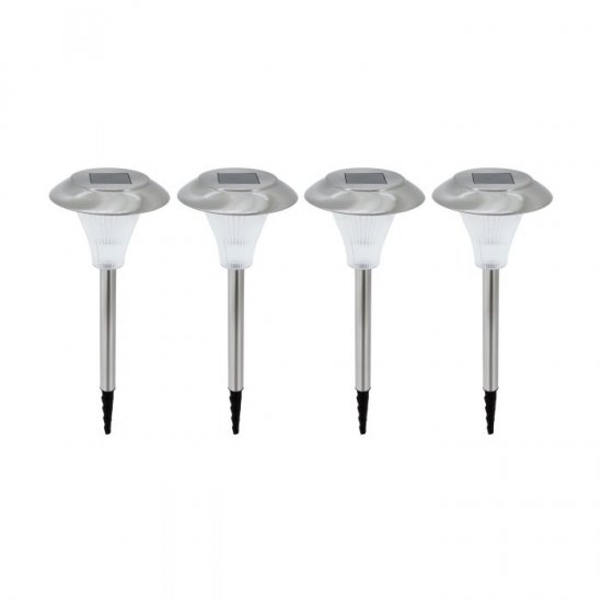 Соларни лампи комплект от 4 броя LED 4х0.06W 3000К ф12.5см мат хром