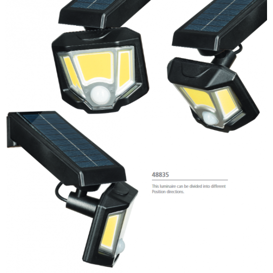 Соларно фасадно тяло тип прожектор LED 3х10W 6400К със сензор