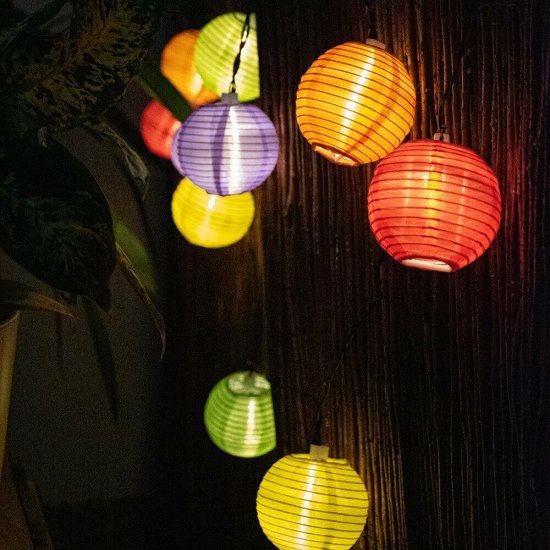 Соларни лампички LED 10х0.06W 3000К тип гирлянд разноцветни