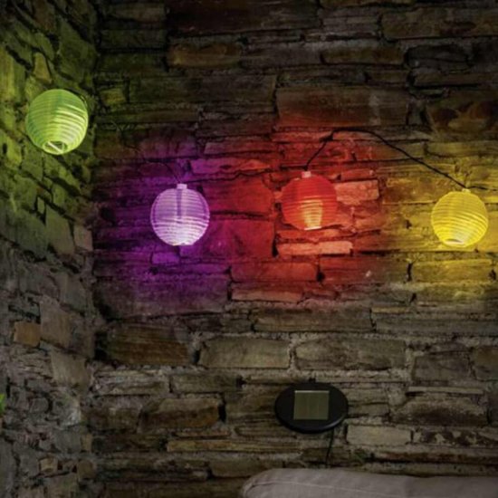 Соларни лампички LED 10х0.06W 3000К тип гирлянд разноцветни