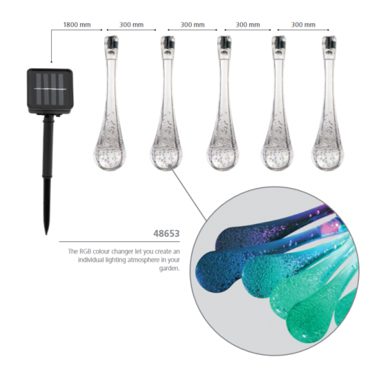 Соларни лампички LED 10х0.06W RGB тип гирлянд