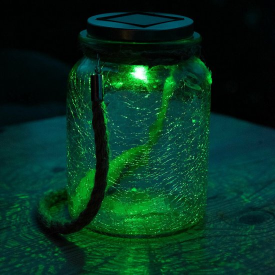 Соларна лампа LED 1х0.06W RGB фенер стъклен