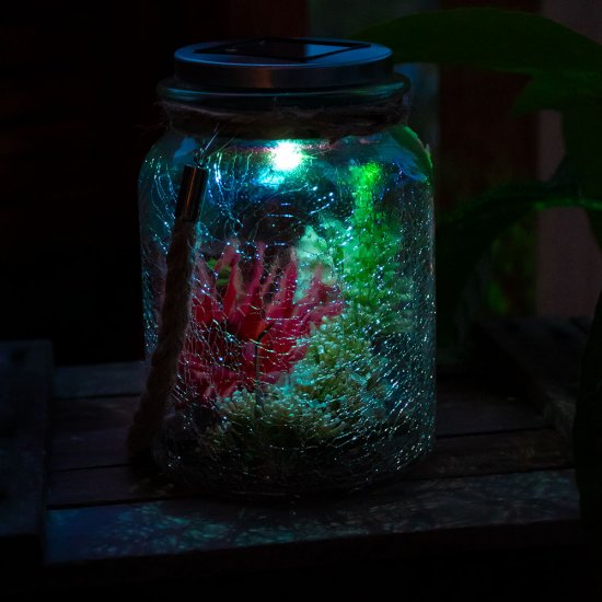 Соларна лампа LED 1х0.06W RGB фенер стъклен