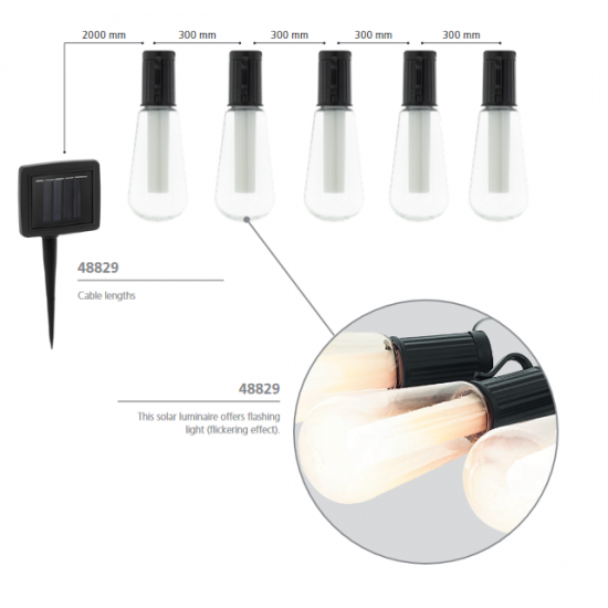 Соларни лампички LED 6х0.84W 3000К тип гирлянд