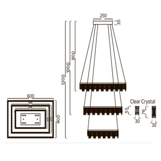 LED полилей PANDORA 96W 4000K 6720Lm хром