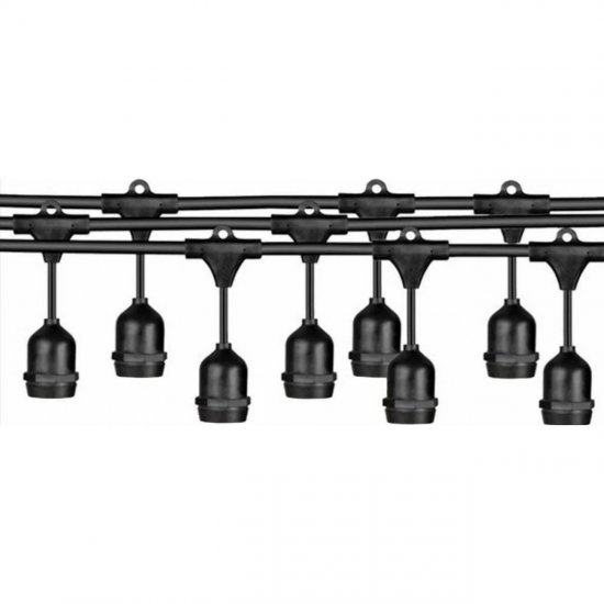 Кабел CARNAVAL-2 IP44 10M 10 фасонки Е27 черен 1.5mm2