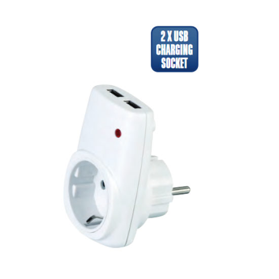 Адаптор за контакт + 2xUSB зарядно 3680W 16A Horoz
