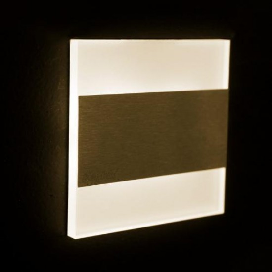 LED луна за вграждане в стена - стълбищна със сензор TERRA PIR WW 0.8W 3000K 13Lm IP20 мат хром + бяло 12V