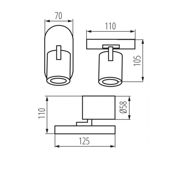 Спот LAURIN EL-1O B 1хGU10 max 1х35W IP20 черен