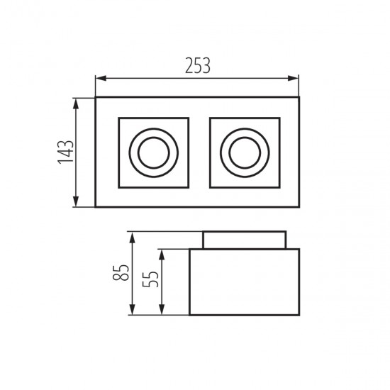 Луна за външен монтаж STOBI DLP 250-B 2хGU10 max 2x25W IP20 черна Kanlux
