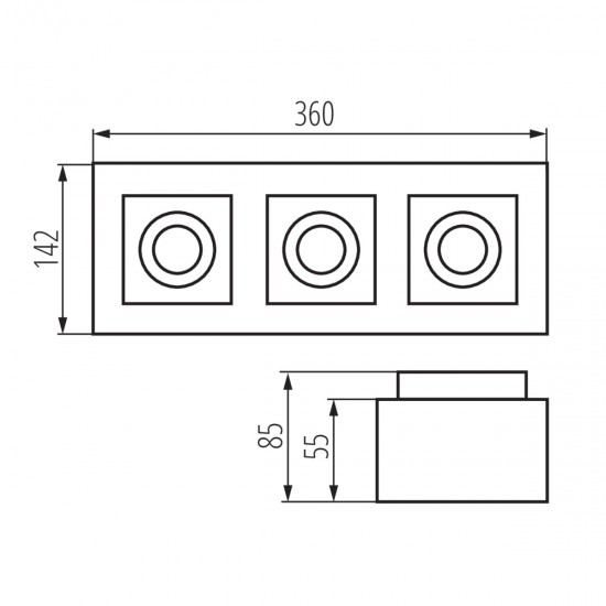 Луна за външен монтаж STOBI DLP 350-B 3хGU10 max 3x25W IP20 черна Kanlux