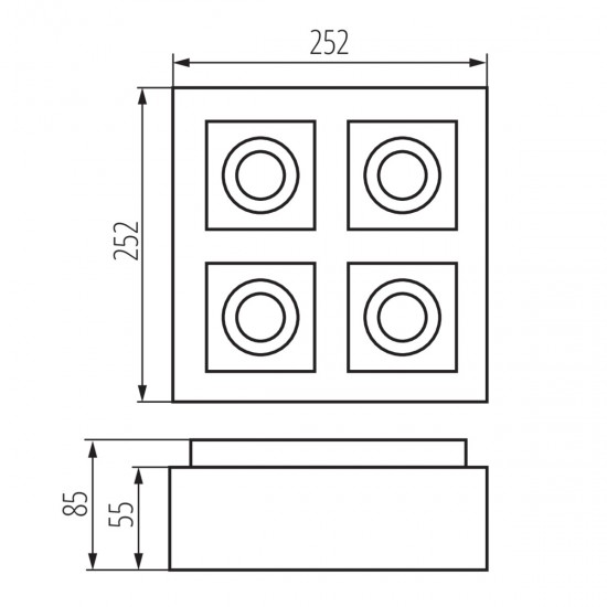 Луна за външен монтаж STOBI DLP 450-B 4хGU10 max 4x25W IP20 черна Kanlux