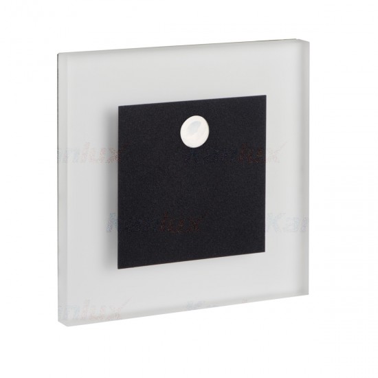 LED луна за вграждане в стена - стълбищна със сензор APUS PIR B-NW 0.8W 4000K 14Lm IP20 черно + бяло 12V