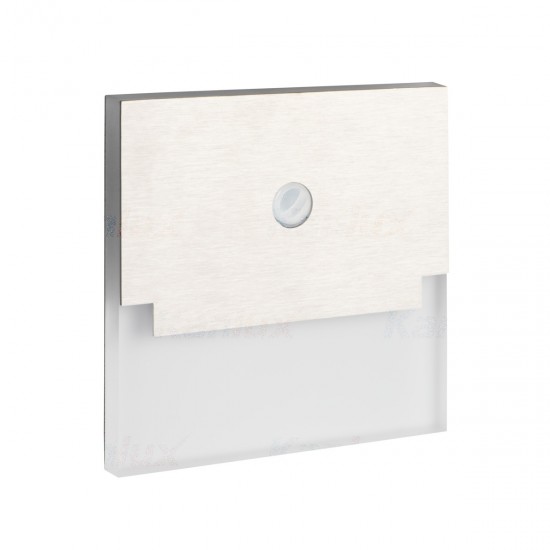 LED луна за вграждане в стена - стълбищна със сензор SABIK PIR WW 0.8W 3000K 13Lm IP20 мат хром + бяло 12V