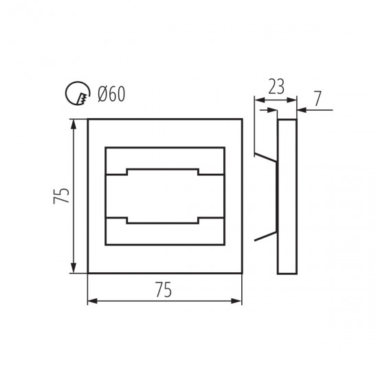 LED луна за вграждане в стена - стълбищна TERRA MINI B-NW 0.8W 4000K 14Lm IP20 черно + бяло 12V