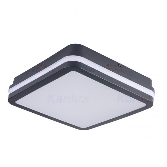 LED плафон със микровълнов сензор влагозащитен BENO NW-L-SE GR 360° 18W 4000K 1550Lm IP54 графит Kanlux