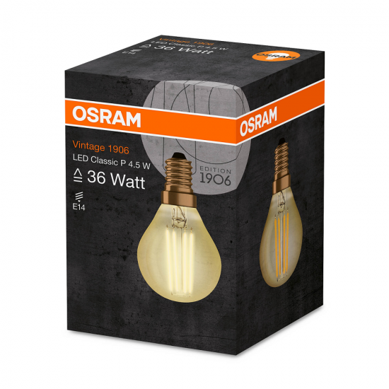 LED крушка FILAMENT VINTAGE 1906 CLAS P35 E14 4W 2400K 410Lm OSRAM