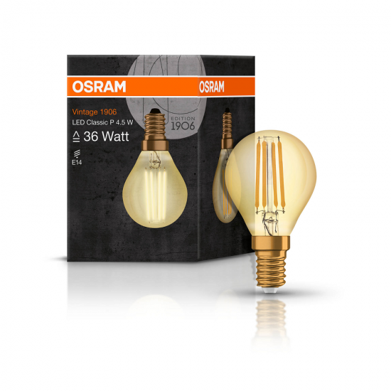 LED крушка FILAMENT VINTAGE 1906 CLAS P35 E14 4W 2400K 410Lm OSRAM