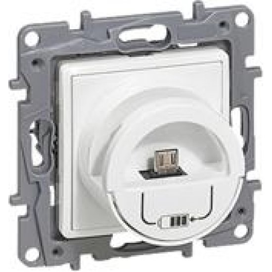Розетка микро USB за зареждане 5V 3A 12W със стойка за поставяне на устройство серия NILOE бял