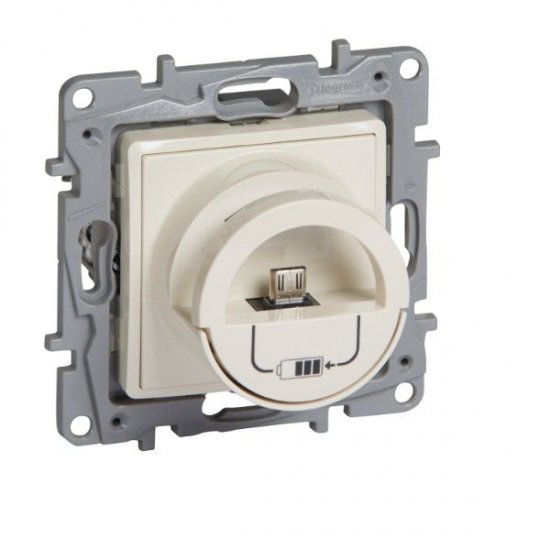 Розетка микро USB за зареждане 5V 3A 12W със стойка за поставяне на устройство серия NILOE крем