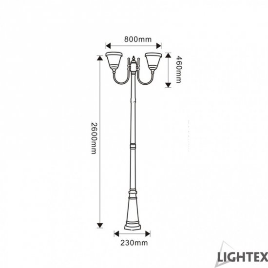 LED соларен градински стълб PIERE 2x6W 4000K IP65 2.6м