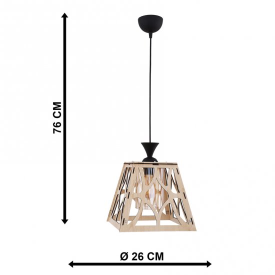 Пендел ARON 1xE27 max 10W LED светло дърво