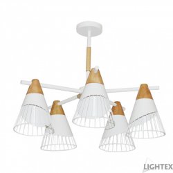 Полилей ABEL 5xE27 max 5x10W LED бял + светло дърво