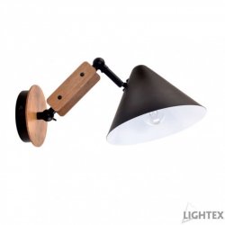 Аплик OFELIA 1xE27 max 10W LED черен + дърво с подвижно рамо