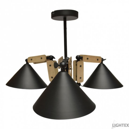 Полилей OFELIA 3xE27 max 3x10W LED черен + дърво