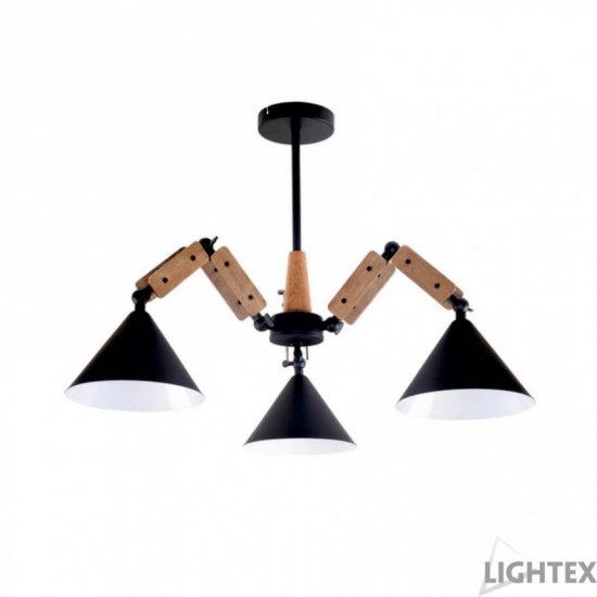 Полилей OFELIA 3xE27 max 3x10W LED черен + дърво