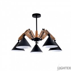 Полилей OFELIA 5xE27 max 5x10W LED черен + дърво