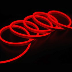 LED светещ кабел Neon flex 28х35 120LED/м червен 6W/м 360Lm/м 6x12мм IP65 със захранване 5м